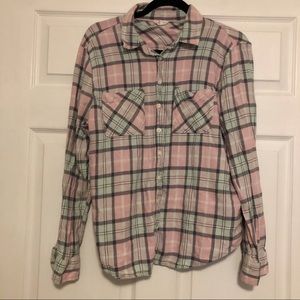 Aeropostale Plaid Button Down Shirt Pink Blue XL